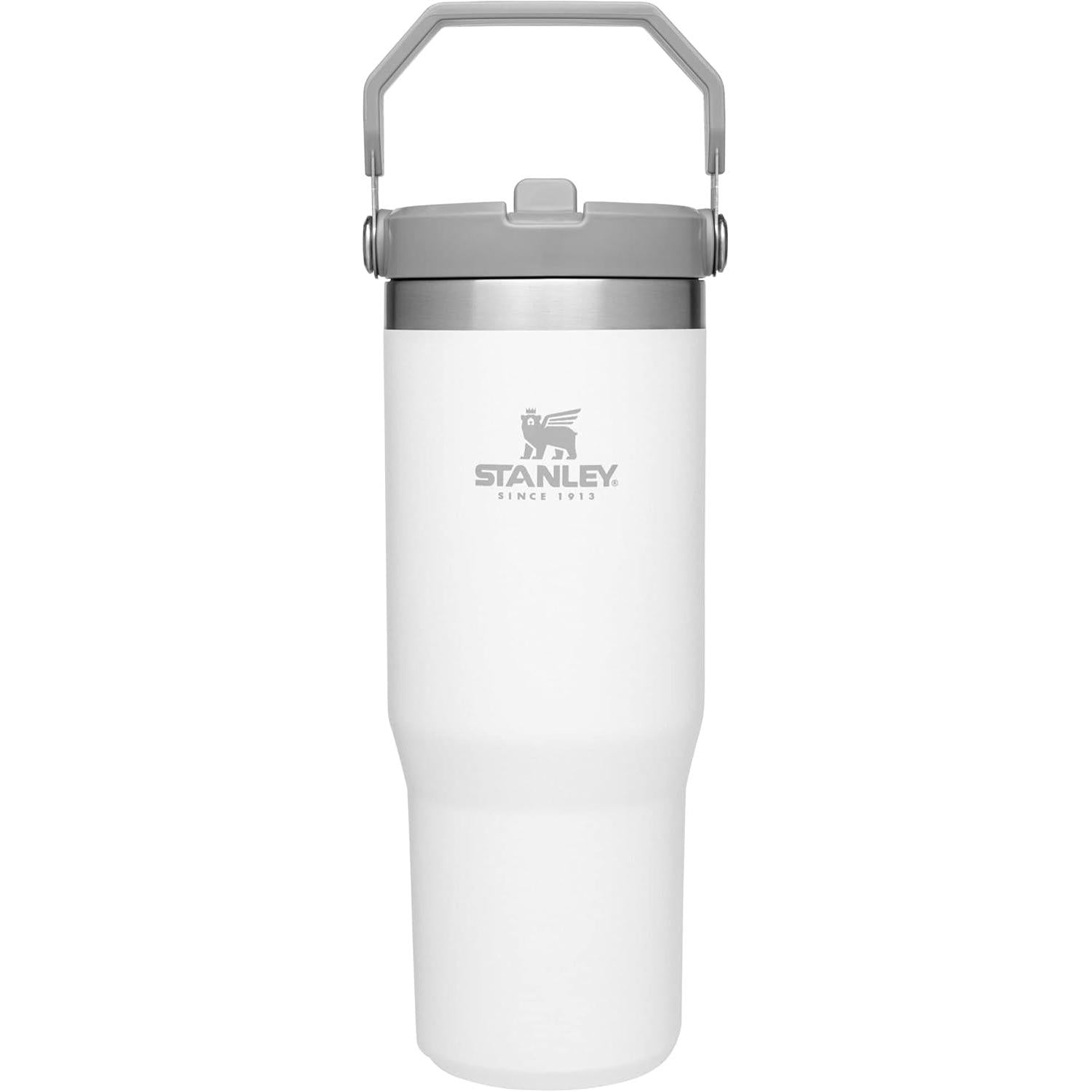 Iceflow Stainless Steel Tumbler with Straw - Vacuum Insulated Water Bottle for Home, Office or Car - Reusable Cup with Straw Leak Resistant Flip - Cold for 12 Hours or Iced for 2 Days (Cream)